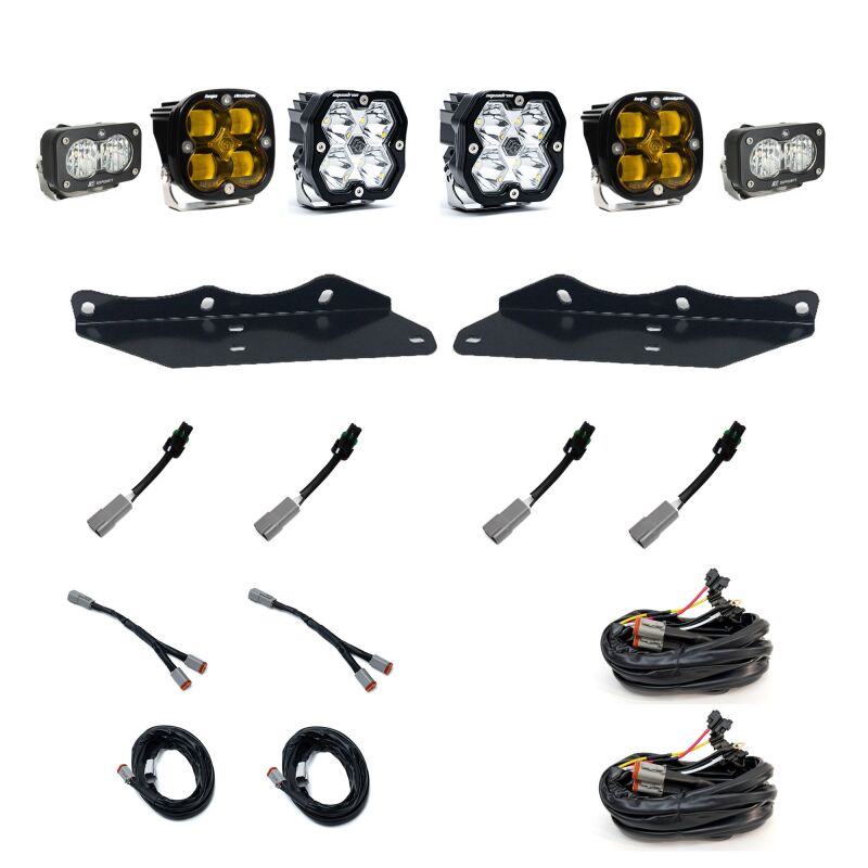 Ford Raptor Fog Light Pocket Kit - Baja Designs - Squadron 2.0 Sport (Spot) + 1.0 SAE - Amb + S2 Sport - `17-`20